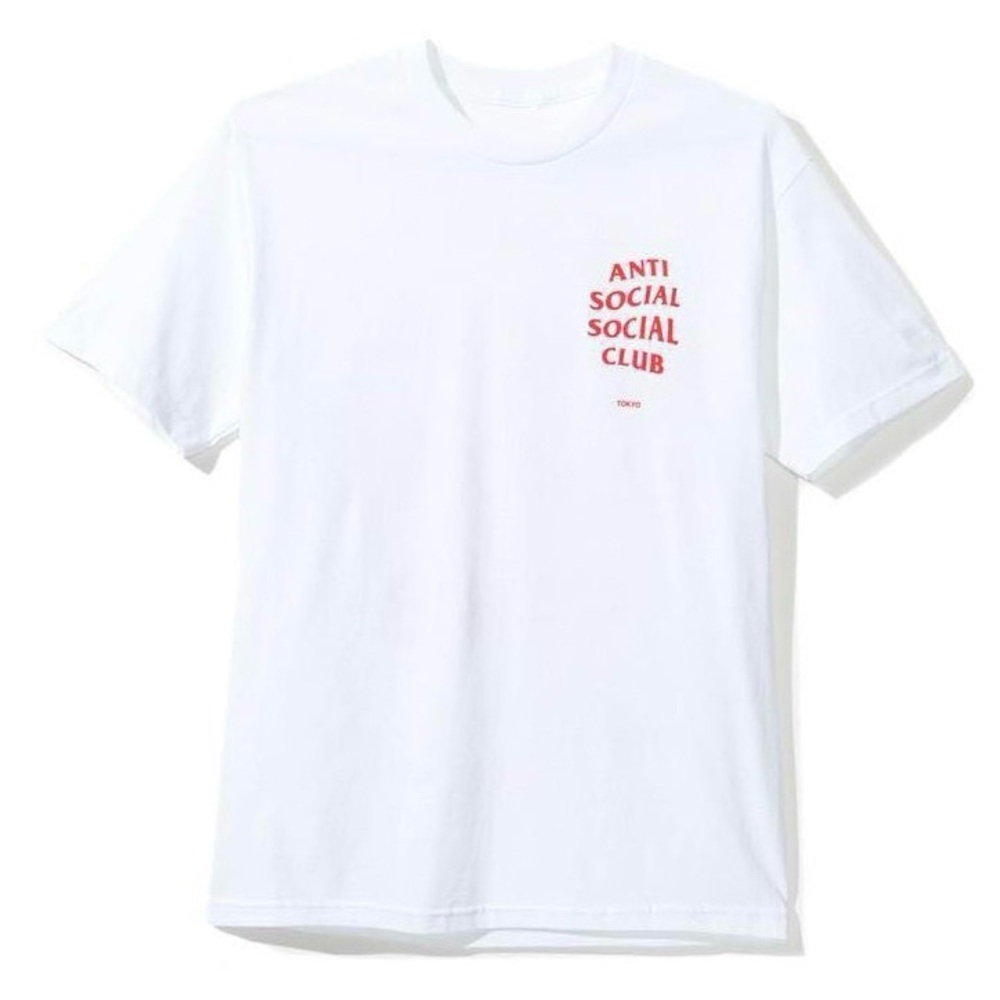 Anti Social Social Club White & Red Tokyo Logo Tee Size Large